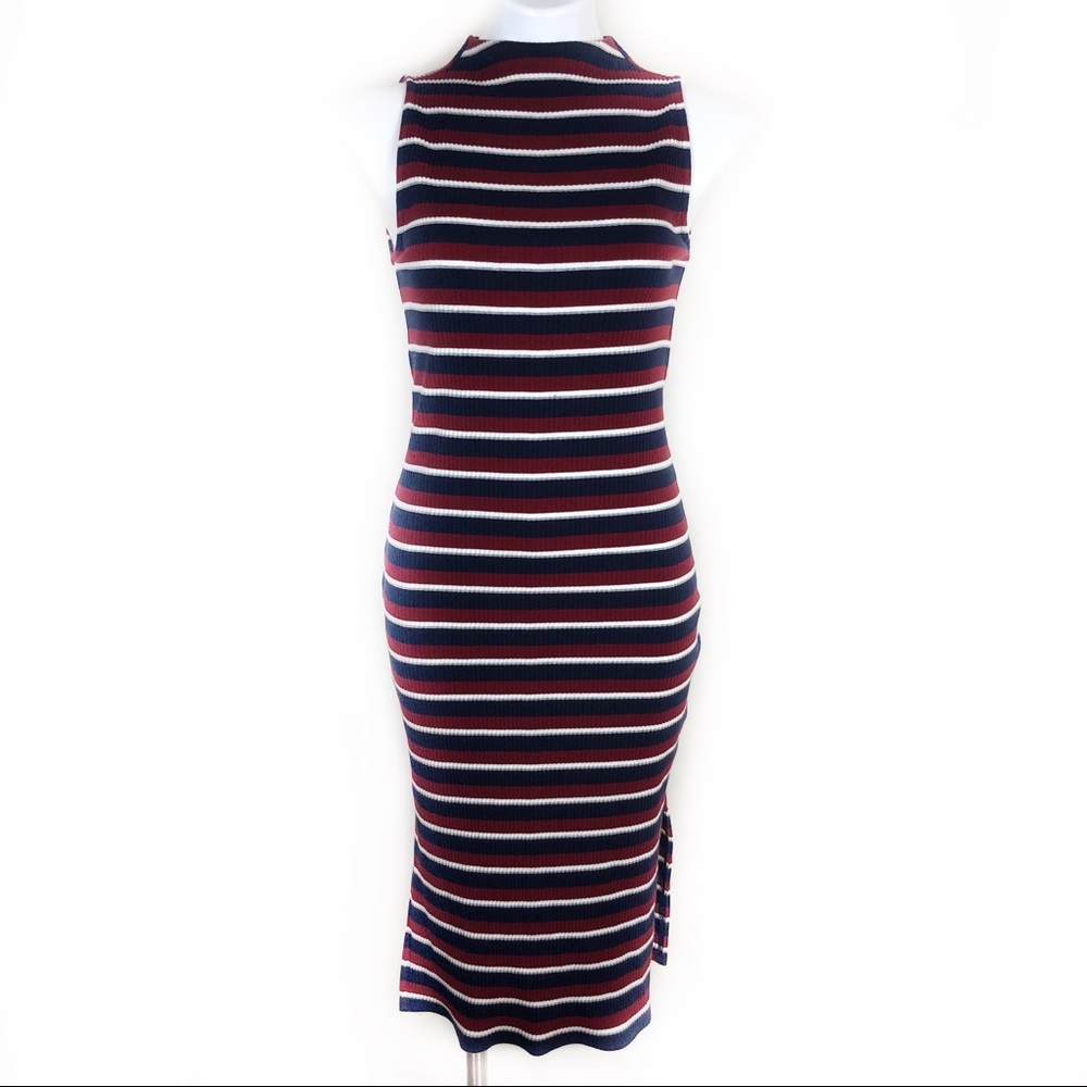 Highline collective red striped slit sweater dress